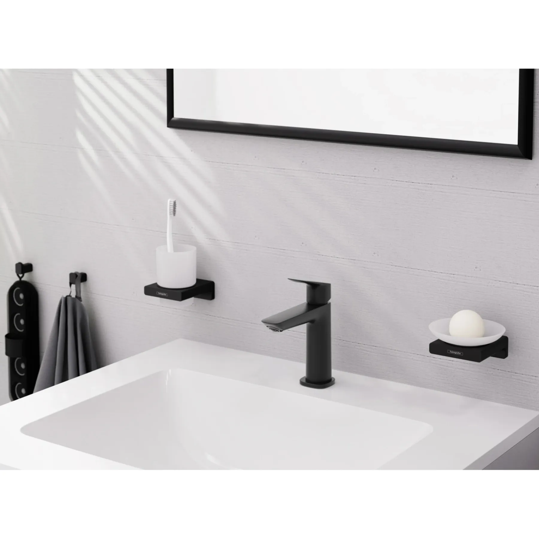 Vandhane ^ Hansgrohe LOGIS 110 FINE HÅNDVASKARMATUR 1-GREB MAT SORT