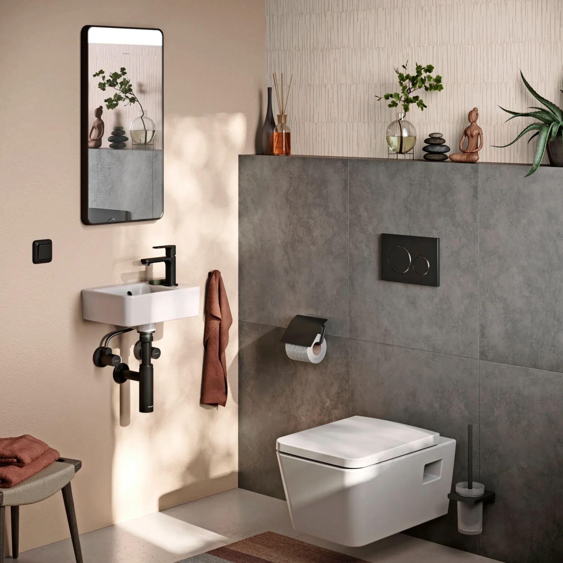 Vandhane ^ Hansgrohe REBRIS 80 COOLSTART HÅNDVASKARMATUR 1-GREB MAT SORT