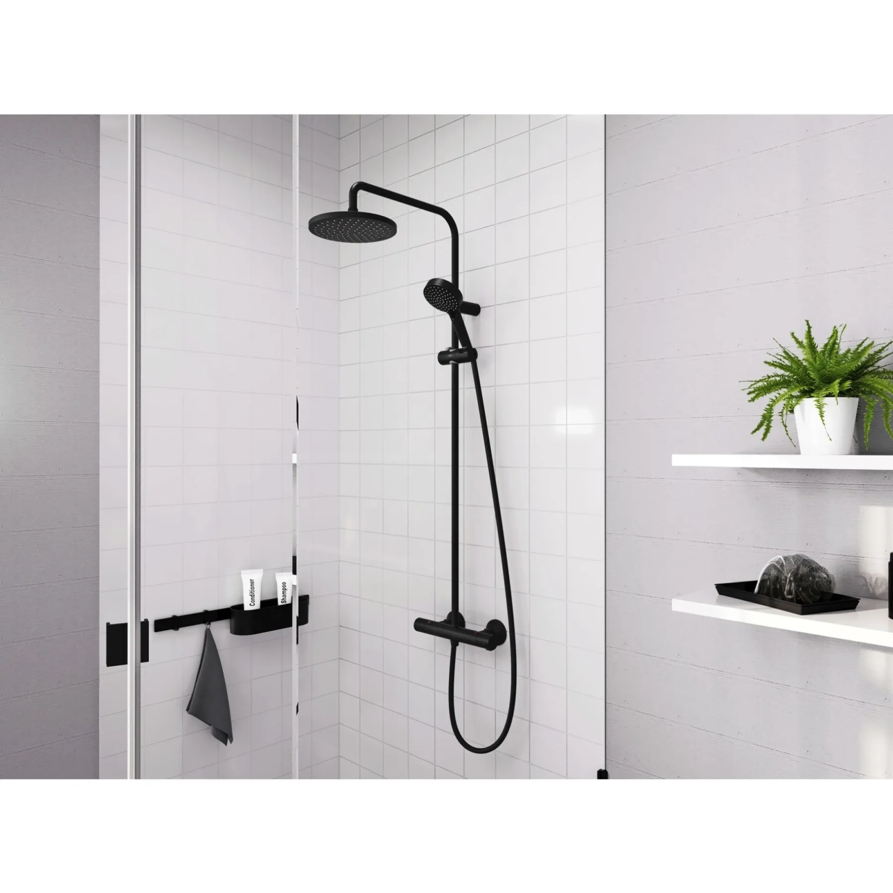 Brusestangssæt ^ Hansgrohe VERNIS BLEND 200 BRUSESYSTEM MAT SORT