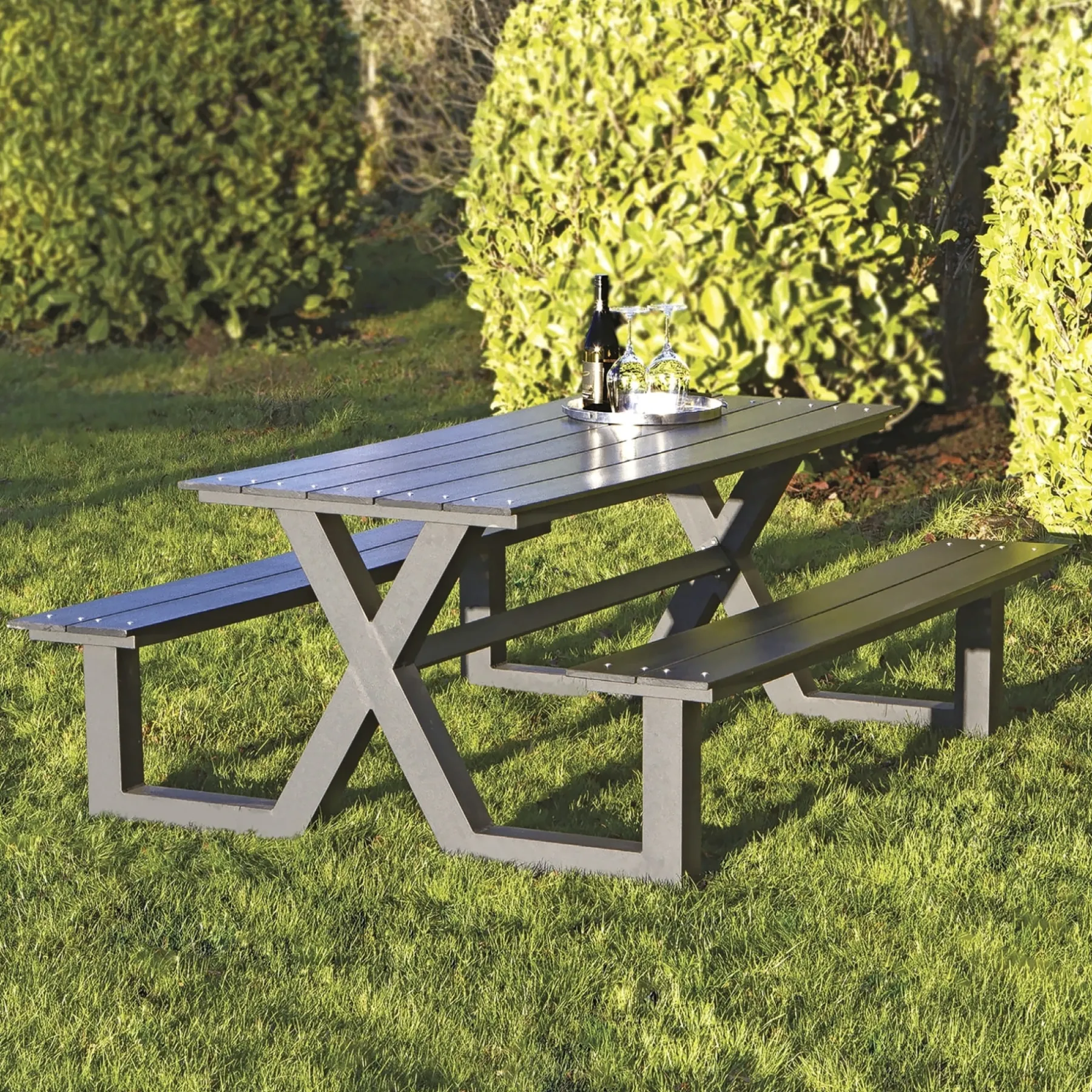 X-MODEL 801-089 BORDBÆNKESÆT SORT>Hortus Clearance