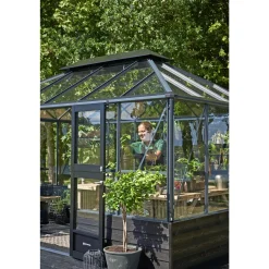 Pavillon Drivhuse ^ Juliana GRAND OASE MUR ORANGERI 3 MM HÆRDET GLAS HELE BANER ANTRACIT 13 M²