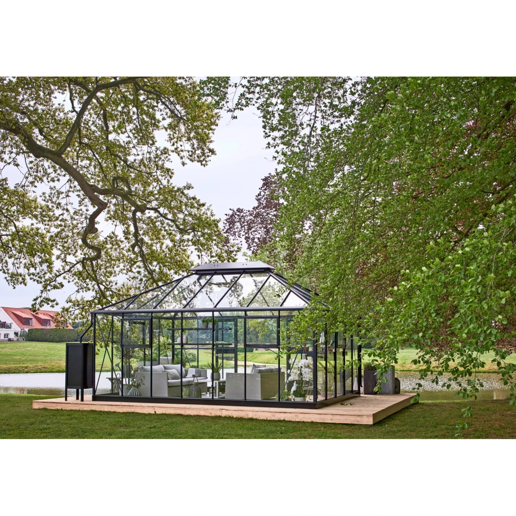 Orangerier ^ Juliana GRAND OASE ORANGERI 3 MM HÆRDET GLAS HELE BANER ANTRACIT 18,8 M2