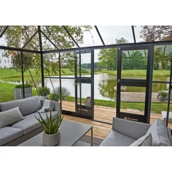 Orangerier ^ Juliana GRAND OASE ORANGERI 3 MM HÆRDET GLAS HELE BANER ANTRACIT 18,8 M2