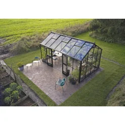 Drivhuse ^ Juliana JUBII 60 EKSKL. SOKKEL DRIVHUS 3 MM HÆRDET GLAS HELE BANER SORT 15,1 M2