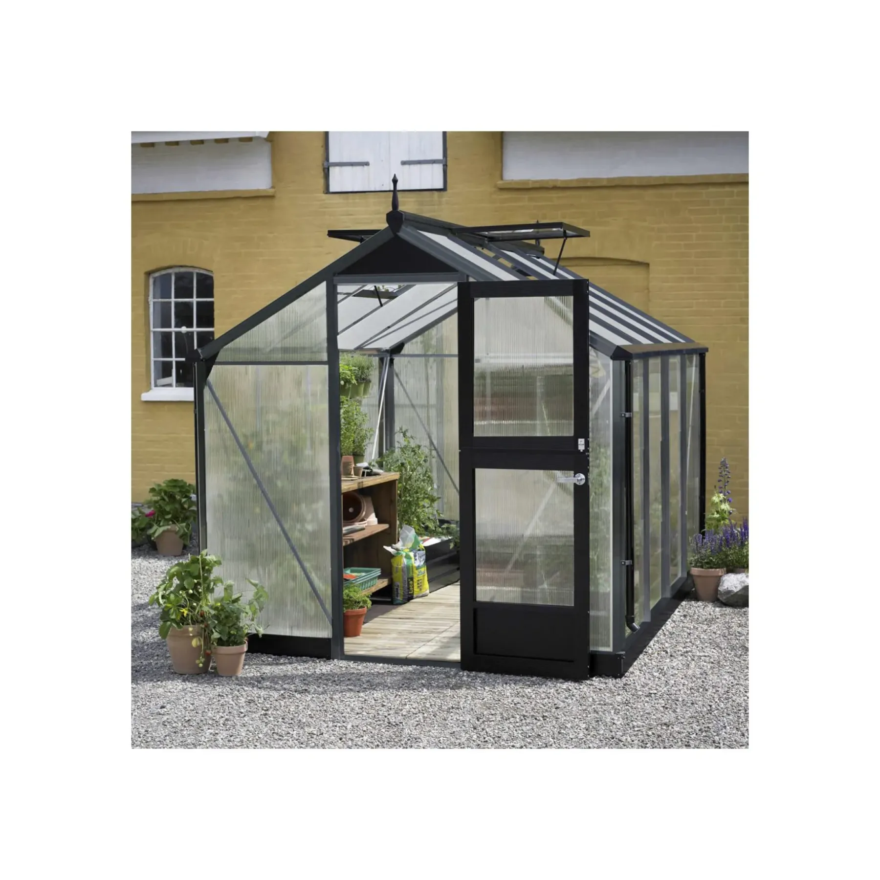 COMPACT EKSKL. SOKKEL DRIVHUS 10 MM POLY ANTRACIT 8,2 M2>Juliana Hot