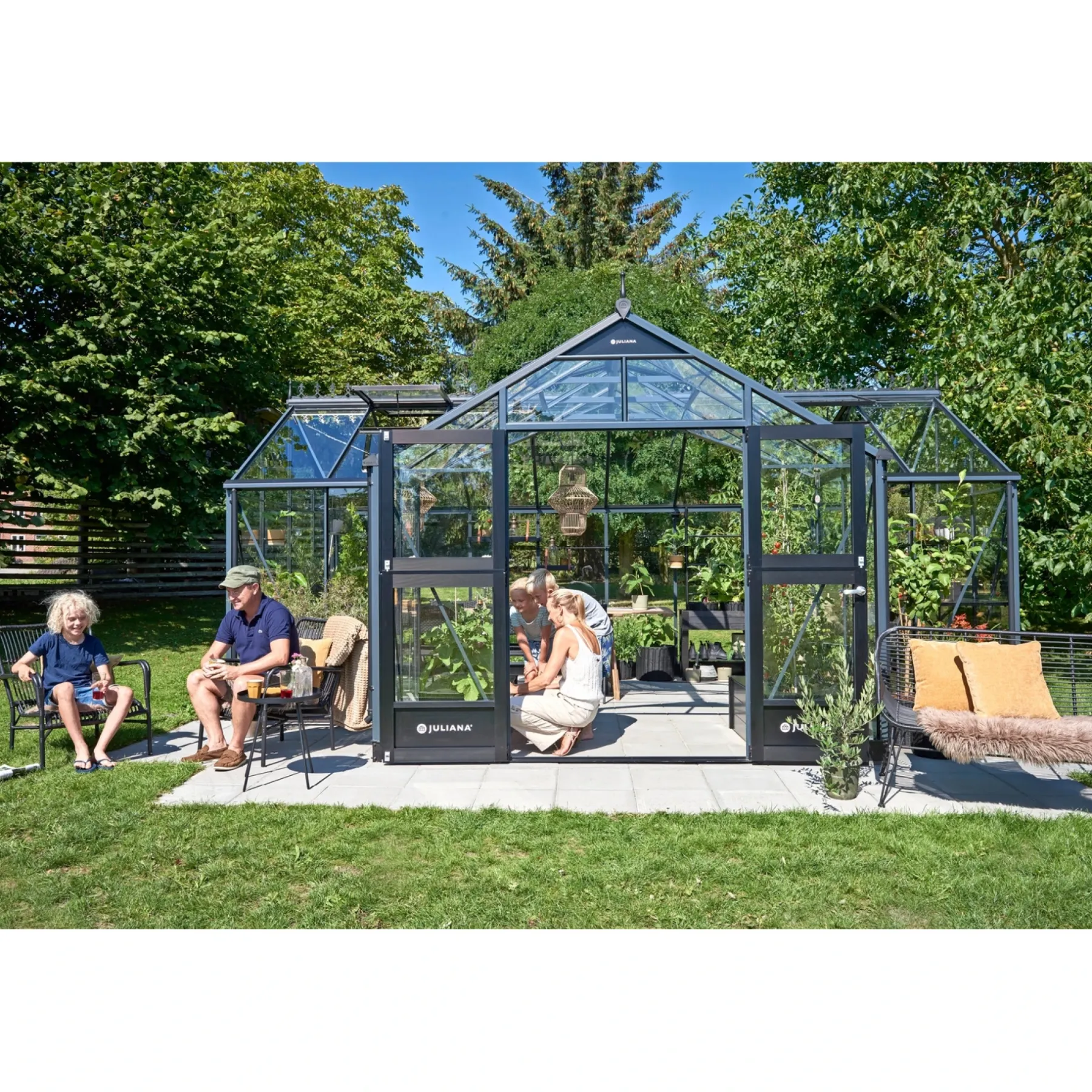 ORANGERI DRIVHUS 3 MM HÆRDET GLAS HELE BANER ANTRACIT 21,5 M2>Juliana Sale