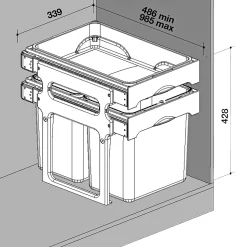 TANK40 AFFALDSSTATIV GRÅ/BLÅ/GRØN 16+16 L>Juvel Clearance