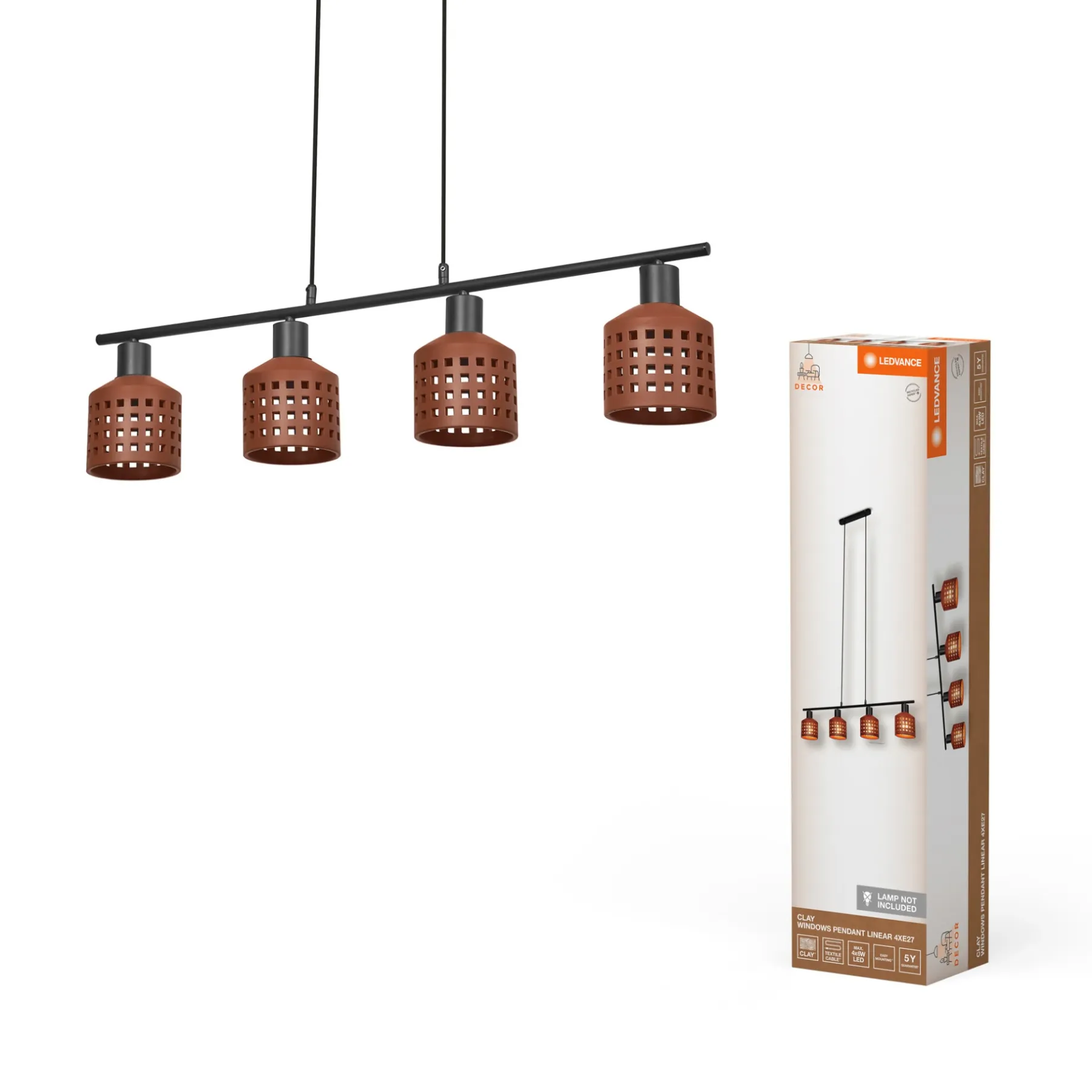 Pendel Lampe ^ LEDVANCE DECOR CLAY PENDEL BRUN 23,6 CM