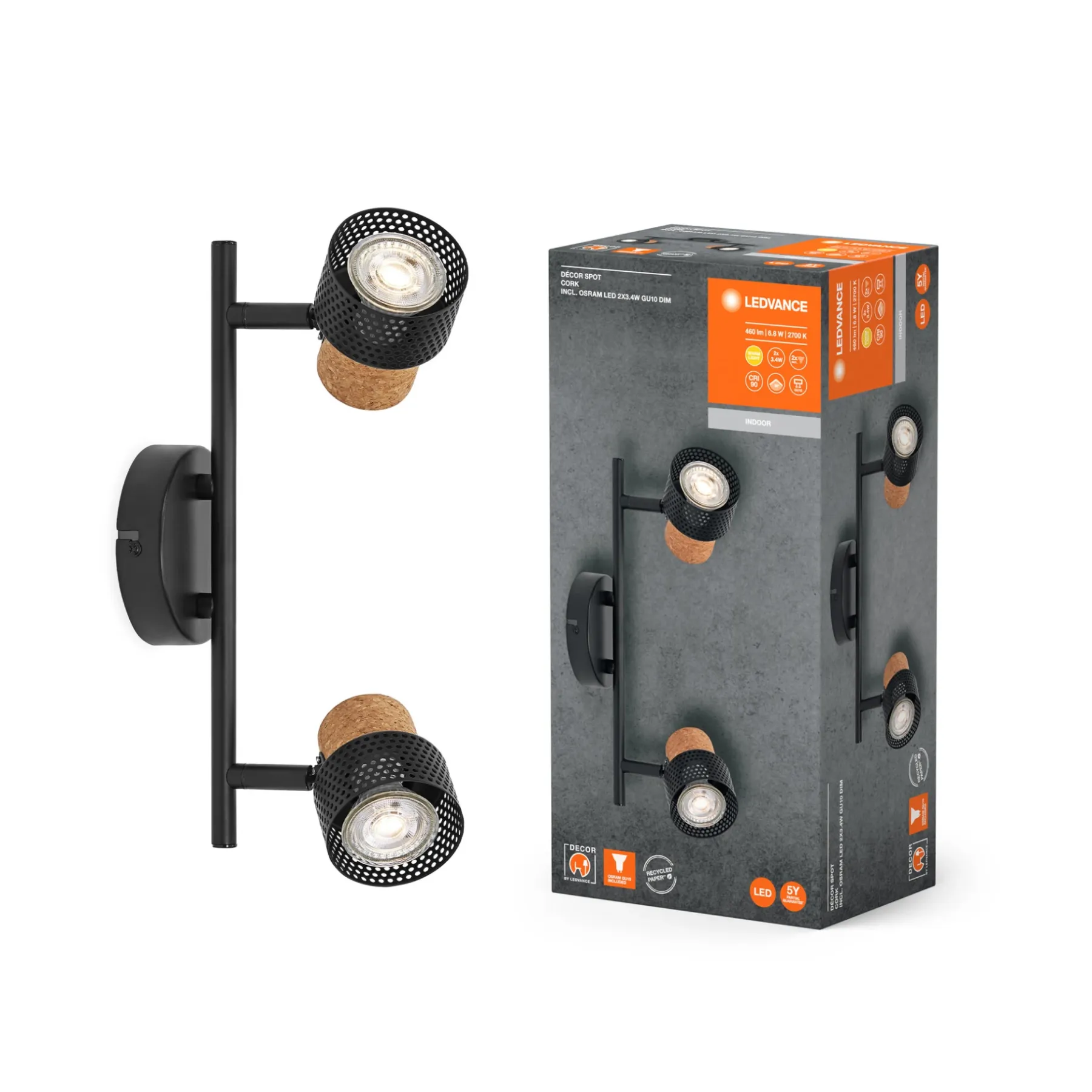 DECOR CORK SPOTLAMPE SORT GU10 6,8W>LEDVANCE Outlet