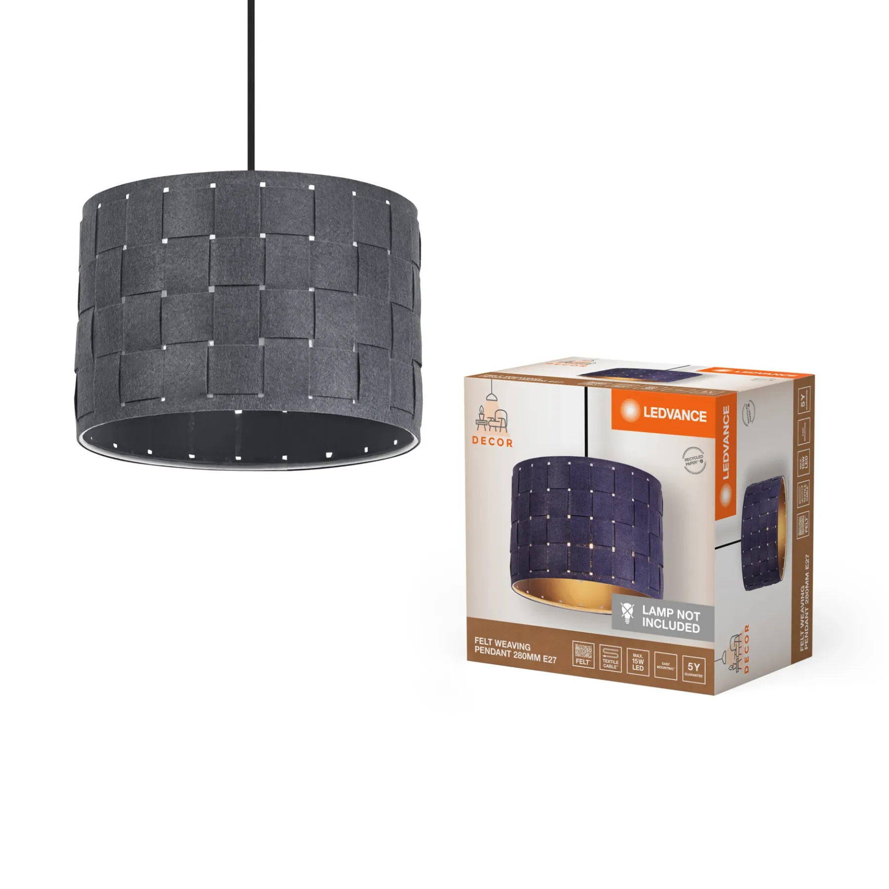 DECOR FELT PENDEL MØRK GRÅ 29,2 CM>LEDVANCE New