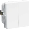 Stikkontakter & Afbrydere ^ LK Fuga 1 MODUL, DOBBELT ALM. KRONE AFBRYDER HVID