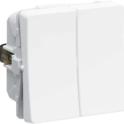 Stikkontakter & Afbrydere ^ LK Fuga 1 MODUL, DOBBELT ALM. KRONE AFBRYDER HVID