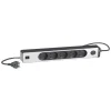STIKDÅSE 5 UDTAG + 2 USB UDTAG U/JORD M/AFBRYDER KOKSGRÅ 1,5 M KABEL>LK Outlet