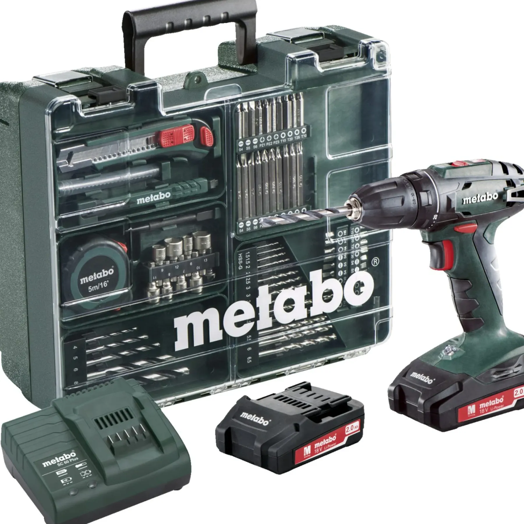 Bore- & Skruemaskiner ^ Metabo BS 18 10 MM 2X2,0 WORKSHOP BORE-/SKRUEMASKINE AKKU MED BATTERI OG LADER
