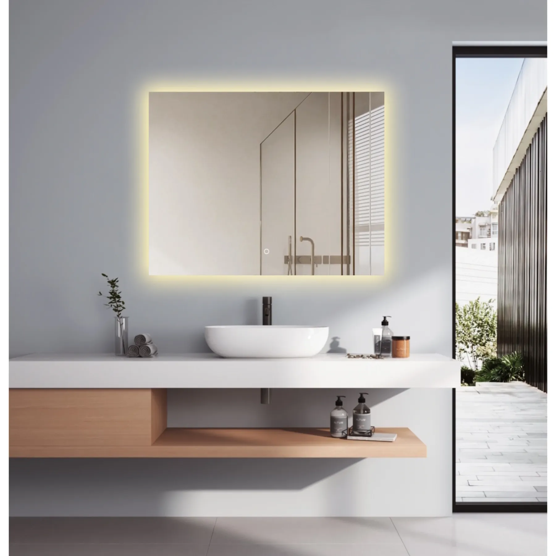 Badeværelsesmøbler ^ Milobad CL34 MED LED-LYS SPEJL 70X90