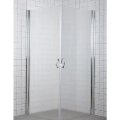Brusevægge ^ Milobad 90X90X195 CM LIGE BRUSEHJØRNE FROST 90 CM
