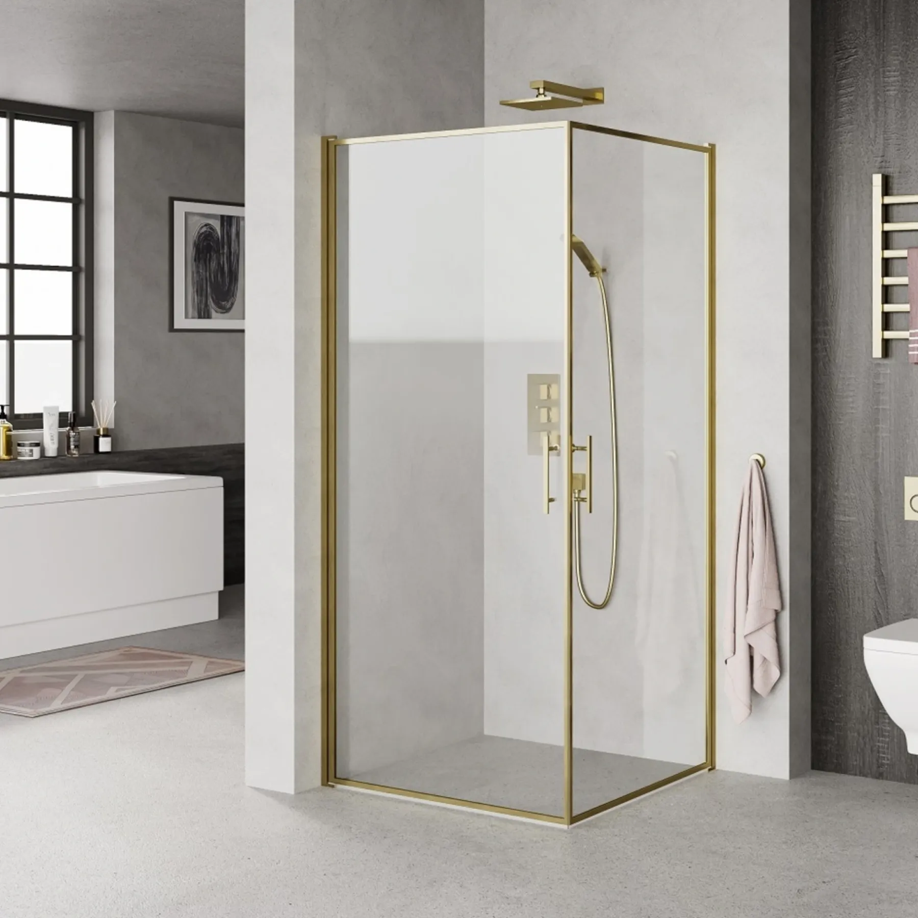 MESSING PROFIL BRUSEDØR KLART GLAS 90 CM>Milobad Outlet