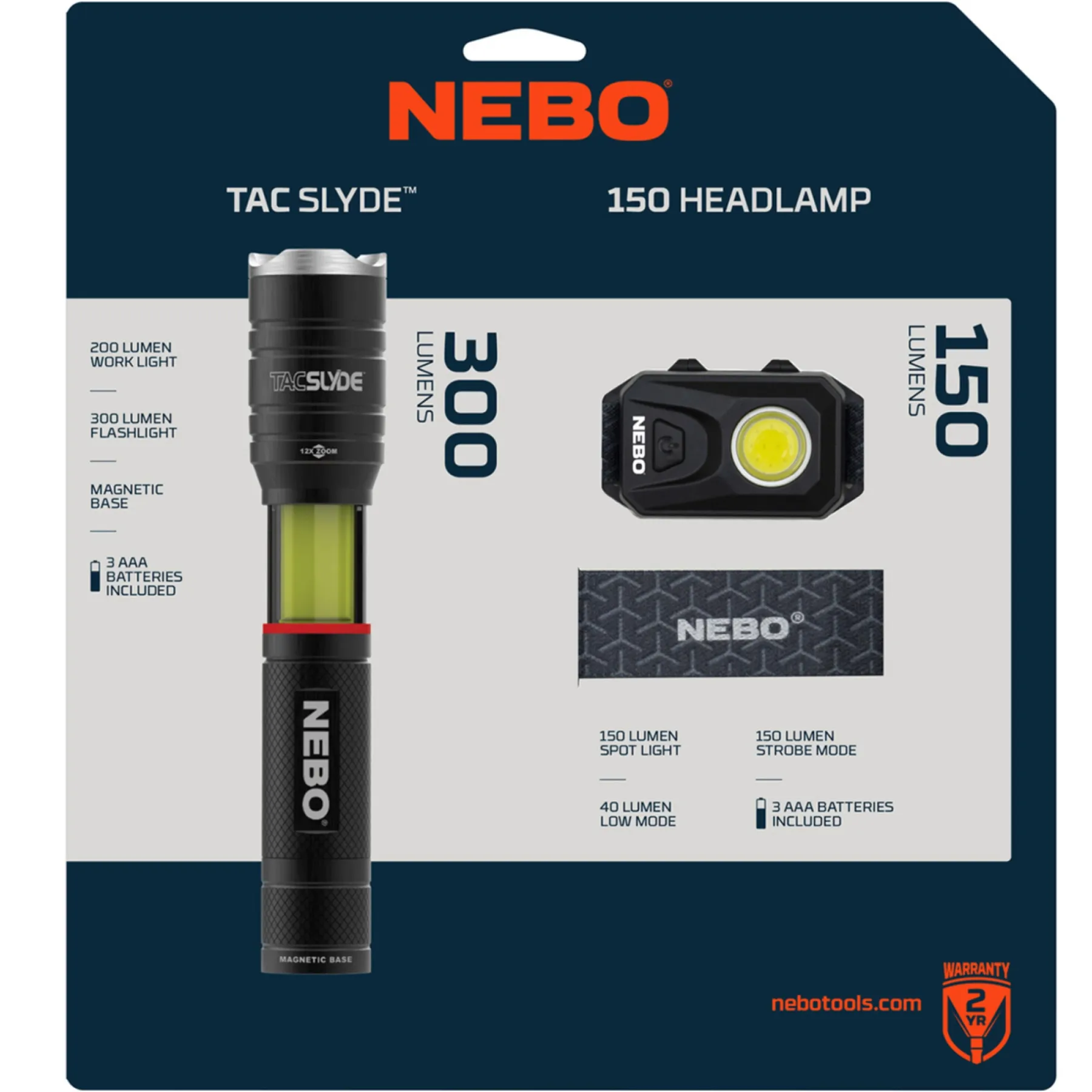 Pandelamper & Lygter ^ Nebo SAMPAK LYGTESÆT 300/150 LUMEN