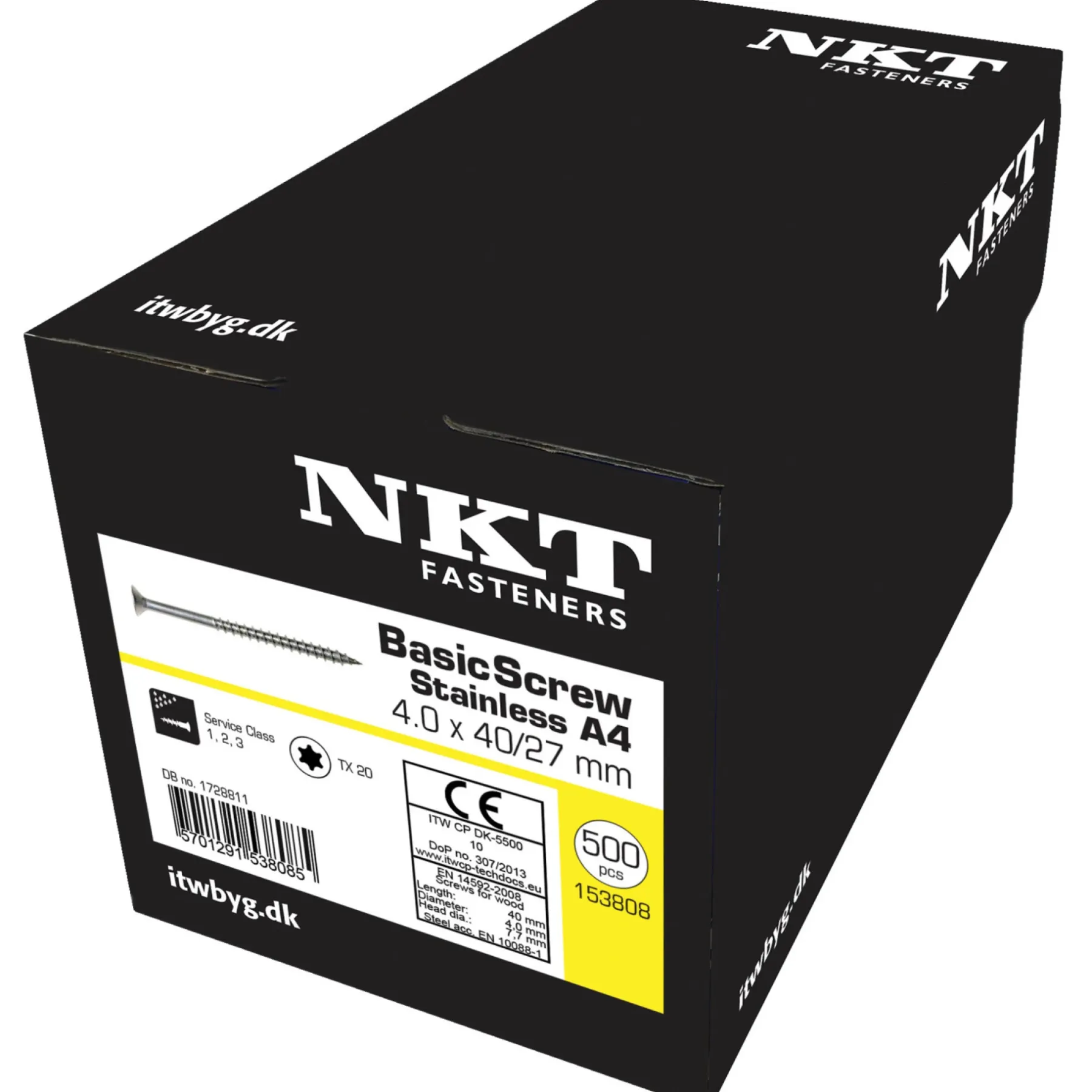 Skruer ^ NKT BASIC UNIVERSALSKRUE SKRUE 4,0X40 MM BLANK 500 STK
