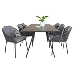 CARROS/PALMA BORD + 6 STOLE HAVEMØBELSÆT SORT/GRÅ>Outrium Discount