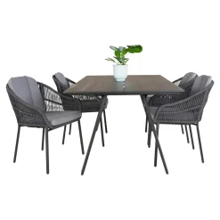 CARROS/PALMA BORD + 4 STOLE HAVEMØBELSÆT SORT/GRÅ>Outrium Discount