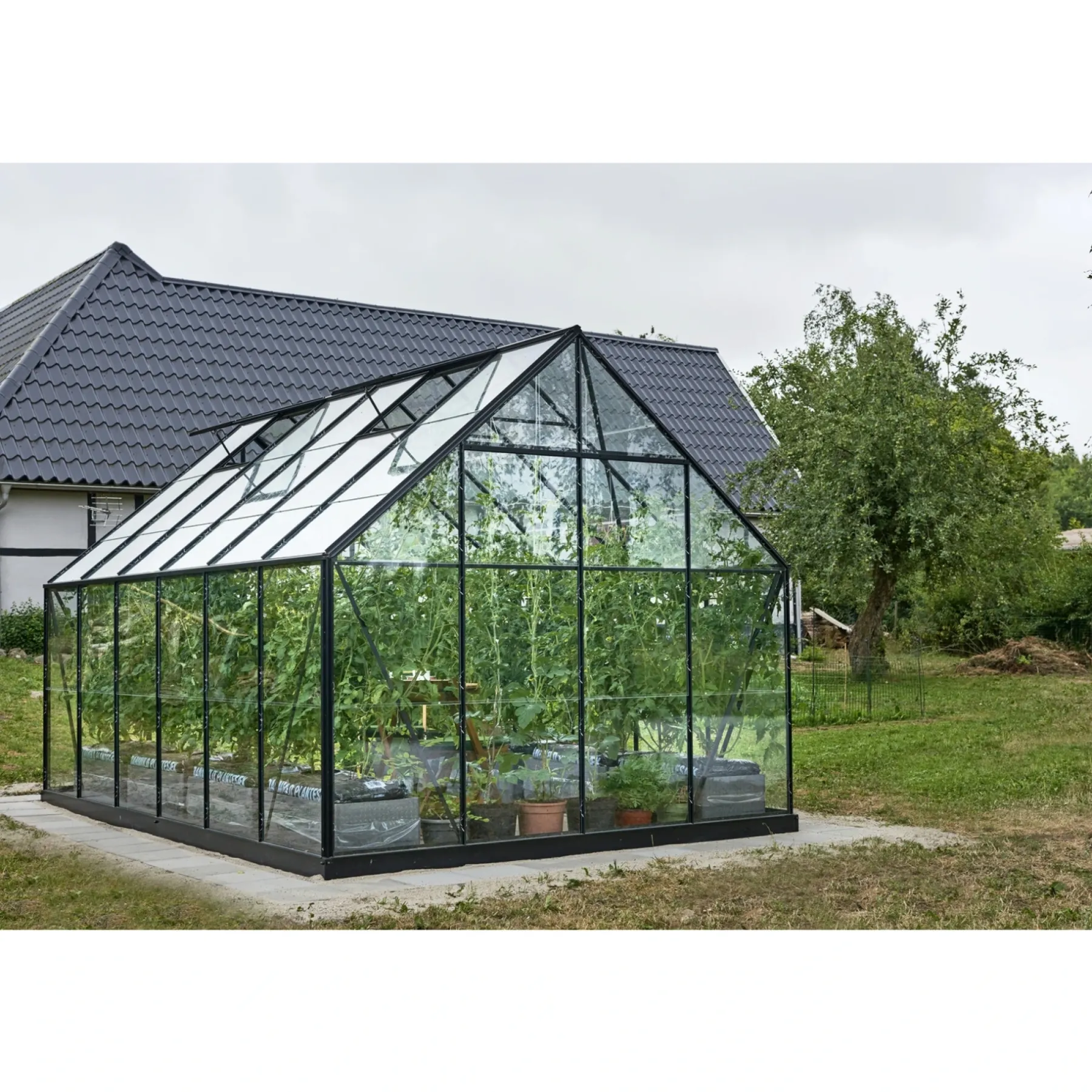 Drivhuse ^ Outrium DRIVHUS INKL. SOKKEL 3 MM DELT GLAS SORT 9,9 M2