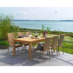 Havemøbelsæt ^ Outrium GILI/NAPOLI MED 6 STOLE HAVEMØBELSÆT TEAK/NATUR