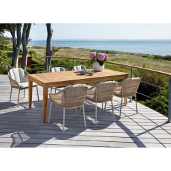 GILI/PALMA BORD + 6 STOLE HAVEMØBELSÆT TEAK/SANDGRÅ>Outrium Clearance