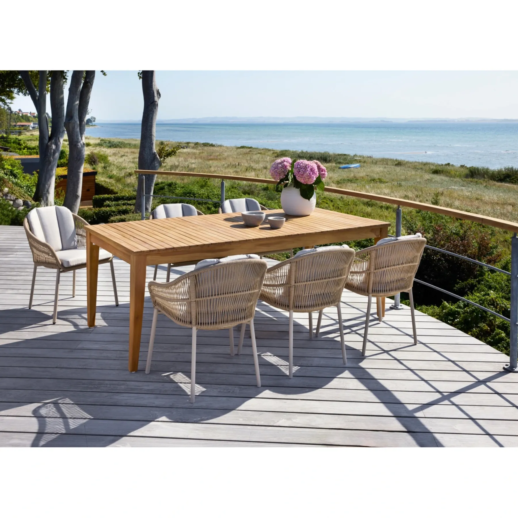 GILI/PALMA BORD + 6 STOLE HAVEMØBELSÆT TEAK/SANDGRÅ>Outrium Clearance