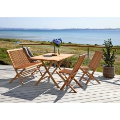 JAVA/SYROS BORD + 2 STOLE + BÆNK HAVEMØBELSÆT TEAK>Outrium Hot