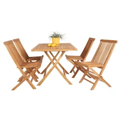 JAVA/SYROS BORD + 4 STOLE HAVEMØBELSÆT TEAK>Outrium Hot