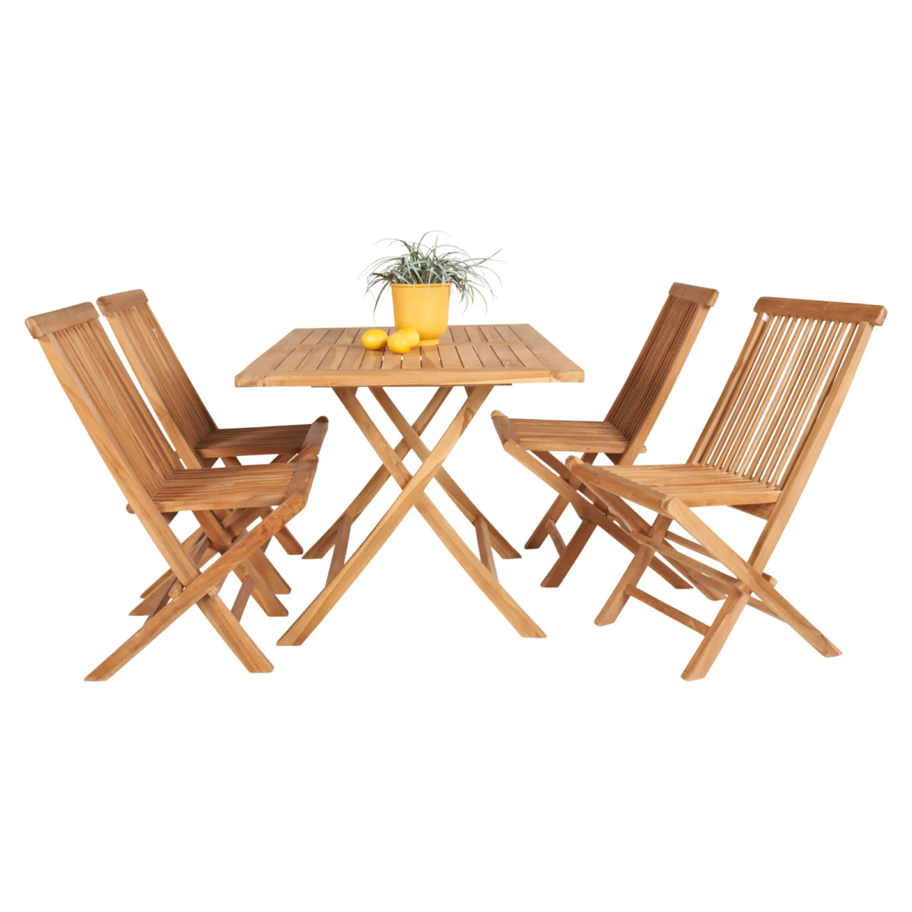 JAVA/SYROS BORD + 4 STOLE HAVEMØBELSÆT TEAK>Outrium Hot