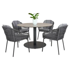 Havemøbelsæt ^ Outrium LEROS/PALMA BORD + 4 STOLE HAVEMØBELSÆT GRÅ