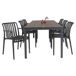 PISA/MURCIA BORD + 6 STOLE HAVESÆT SORT>Outrium Discount