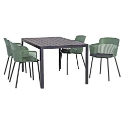 TOSCANA/LAGOS MED 4 STOLE HAVEMØBELSÆT SORT/GRØN>Outrium Outlet