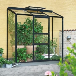 VÆGDRIVHUS 3 MM DELT GLAS SORT 1,3 M2>Outrium Sale