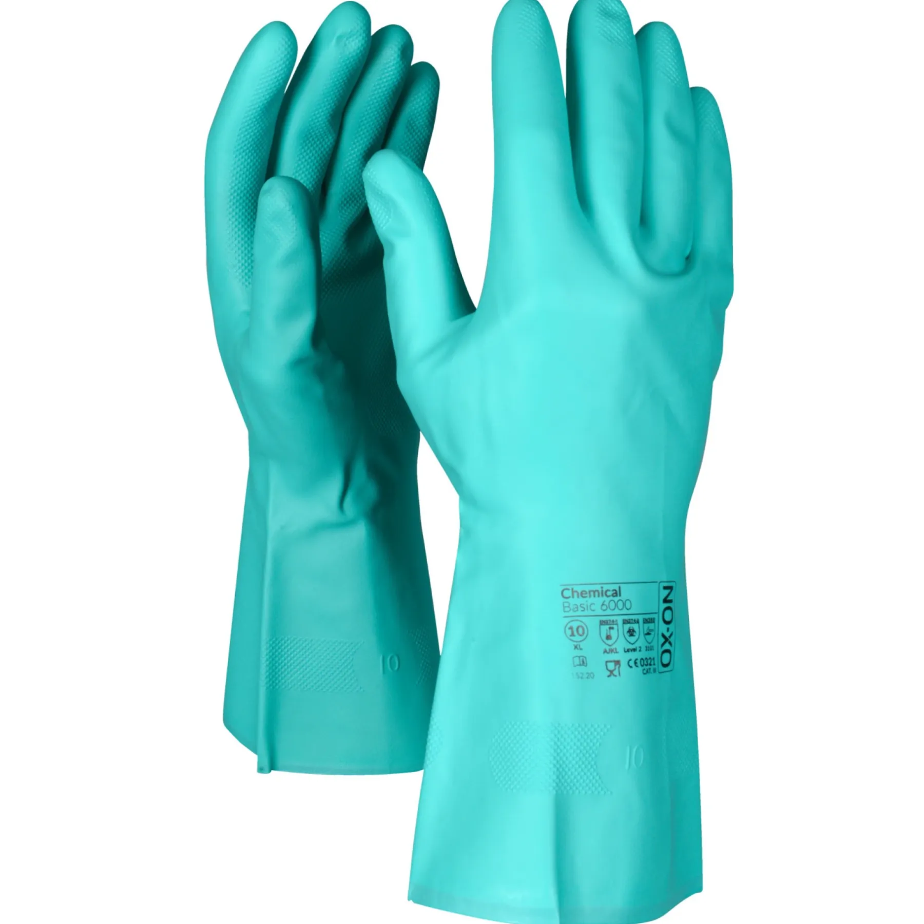 Arbejdshandsker ^ OX-ON CHEMICAL BASIC 6000 HANDSKE CE 10 GRØN 12 PAR