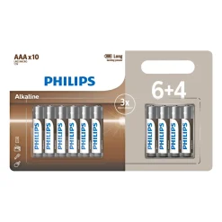 Batterier ^ Philips ALKALINE AAA BATTERI 10 STK/PAK