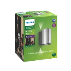Væglamper Ude ^ Philips BUXUS UDENDØRS VÆGLAMPE RUSTFRIT STÅL 5W