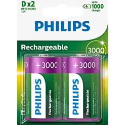 Batterier ^ Philips D GENOPLADELIGT BATTERI 2 STK/PAK