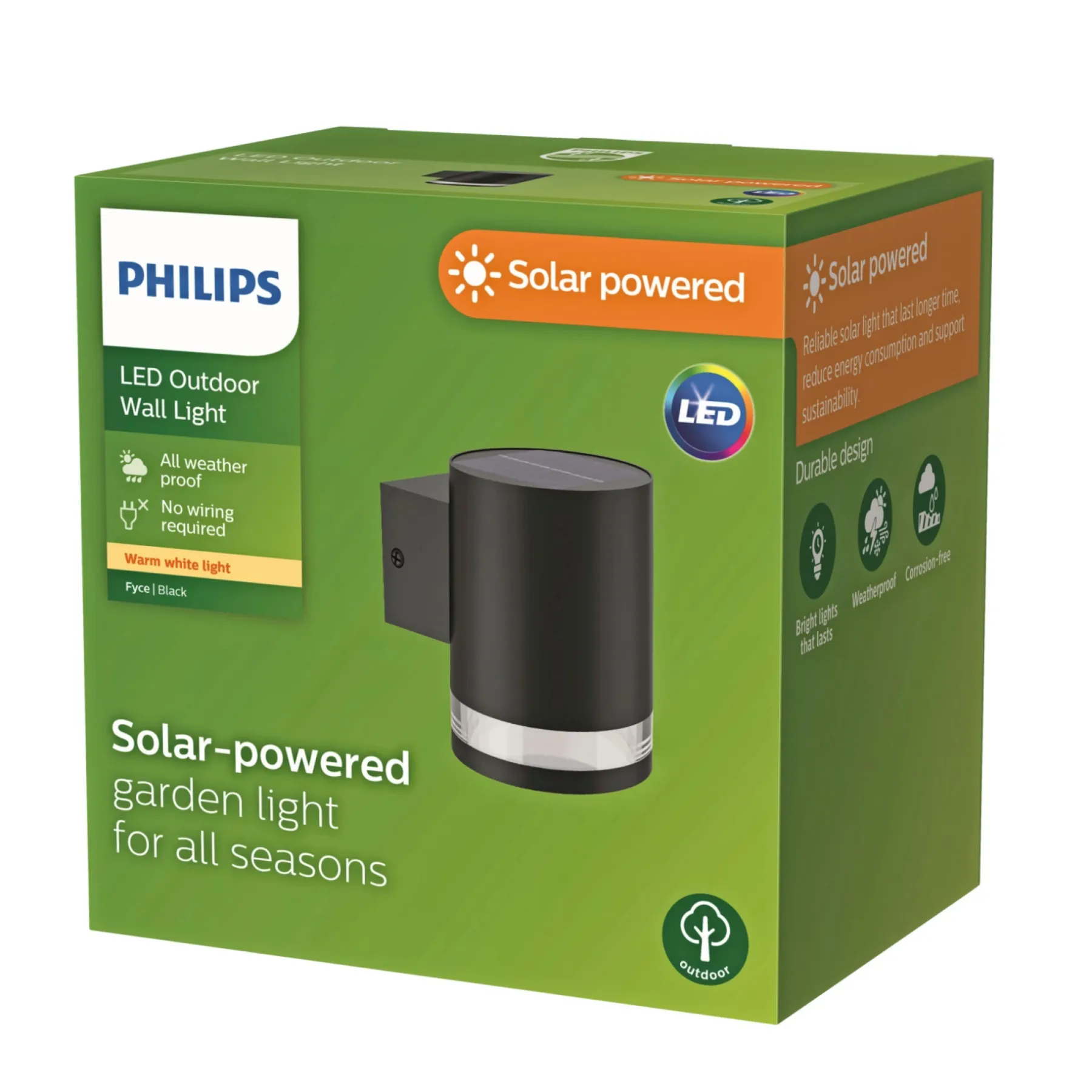 Væglamper Ude ^ Philips FYCE SOLCELLE VÆGLAMPE SORT 1,5W