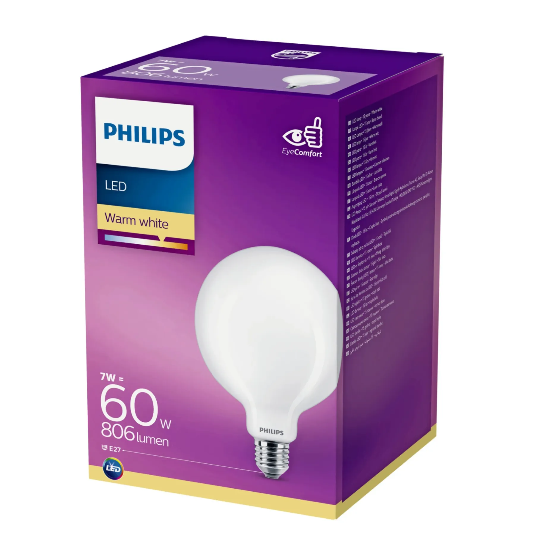 Dekorationspærer ^ Philips G120 CLASSIC DEKOPÆRE GLOBE E27 7W