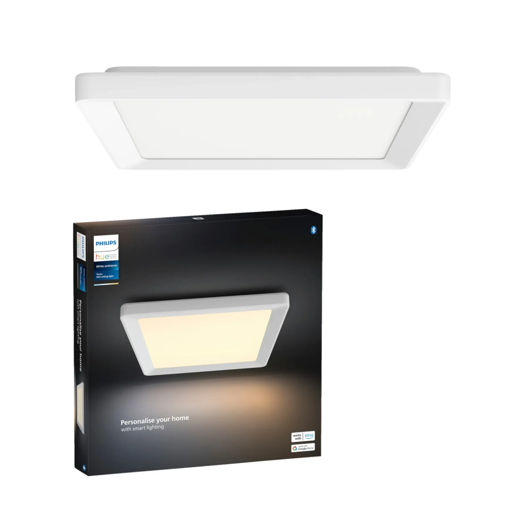 Smart Belysning ^ Philips Hue TENTO SQ WA SLIM LOFTPANEL 10,6W HVID 29,5 CM