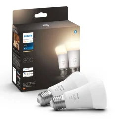 Smart Belysning ^ Philips Hue W 2-PAK SMART LED PÆRE E27 STANDARD 9W