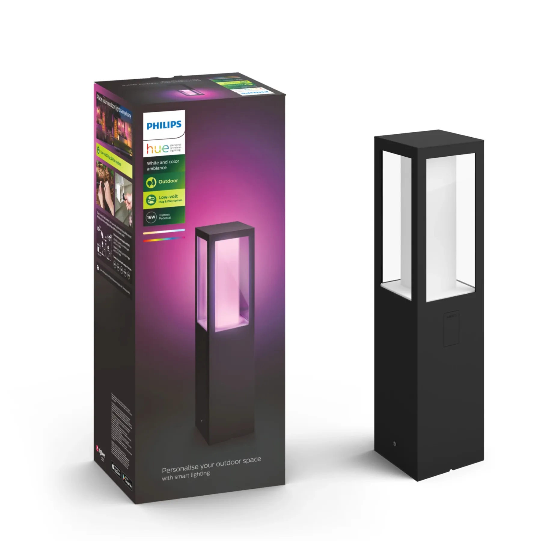 Smart Belysning ^ Philips Hue WCA IMPRESS UDVIDELSE BEDLAMPE SORT 40 CM