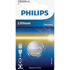 Batterier ^ Philips LITIUM CR2016 KNAPCELLE BATTERI 1 STK/PAK