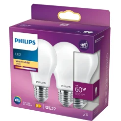Led ^ Philips 2-PAK LED PÆRE STANDARD E27 7W