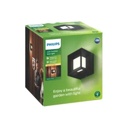 Væglamper Ude ^ Philips PARTERRE UDENDØRS VÆGLAMPE SORT 8W