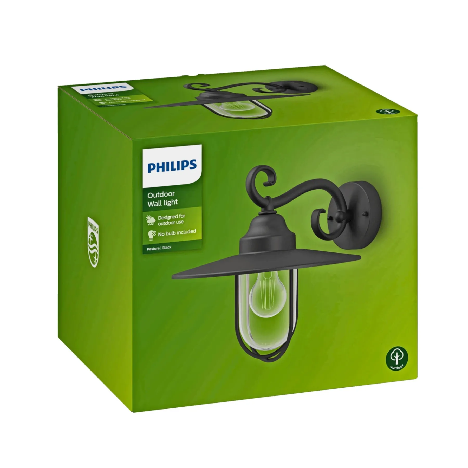 Væglamper Ude ^ Philips PASTURE UDENDØRS VÆGLAMPE SORT 60W