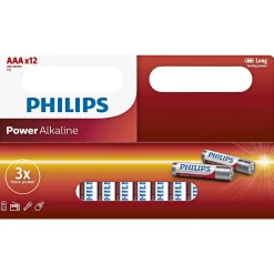 Batterier ^ Philips POWER ALKALINE AAA BATTERI 12 STK/PAK